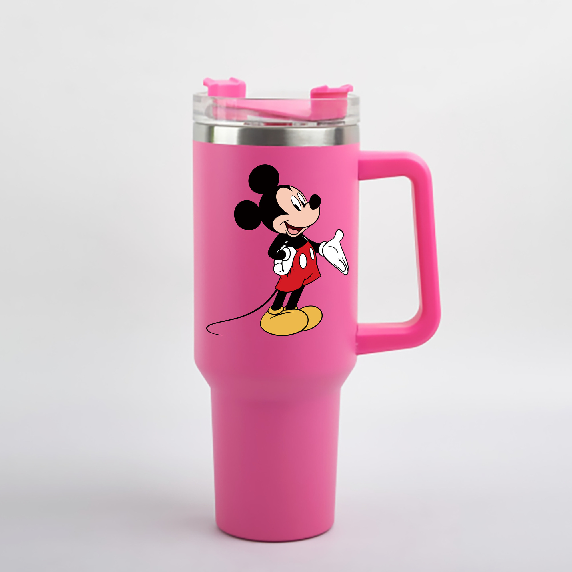 （画像用） ミッキーマウス Mickey Mouse 1200mL車用タンブラー - クリスタルステッカー（プラスチックストロー付き）